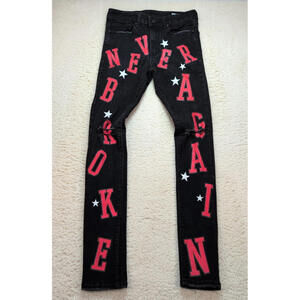 NBA YoungBoy Never Broke Again Jeans Men’s Size 30 Black Red Graphic Denim